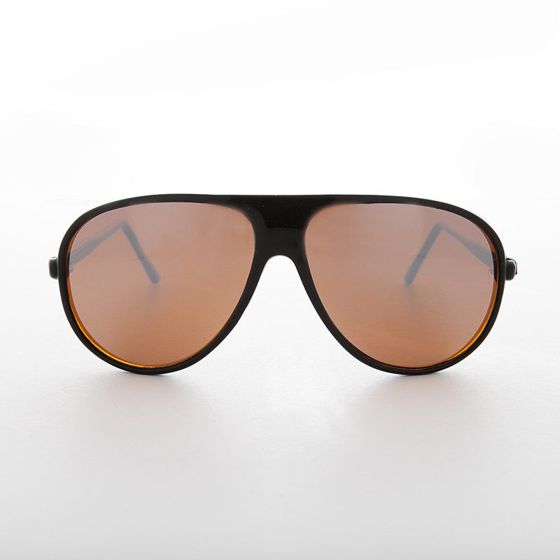 Mirrored Amber Lens Vintage Aviator Sunglass - Slater