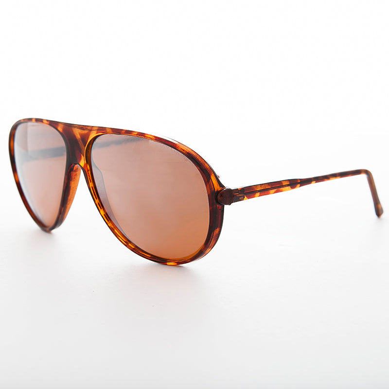 Mirrored Amber Lens Vintage Aviator Sunglass - Slater