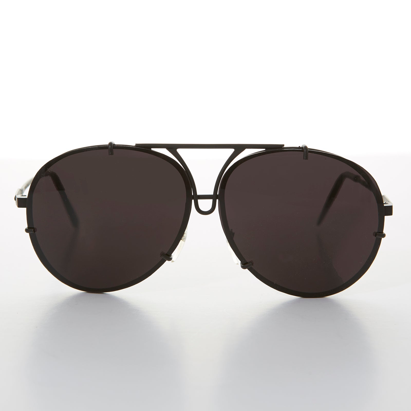 Vintage Rimless Aviator Sunglass Matte Black - Vossie